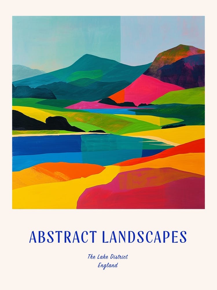 Colourful Abstract The Lake District England 4 Poster Blue