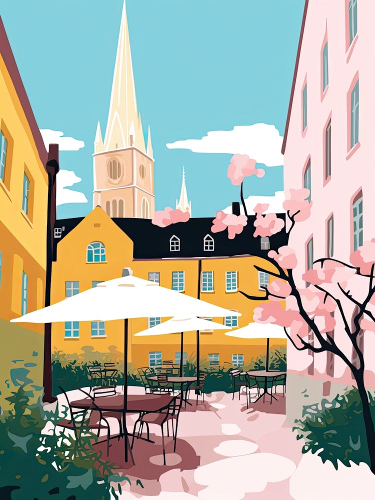 Uppsala, Sweden, Flat Pastels Tones Illustration 4