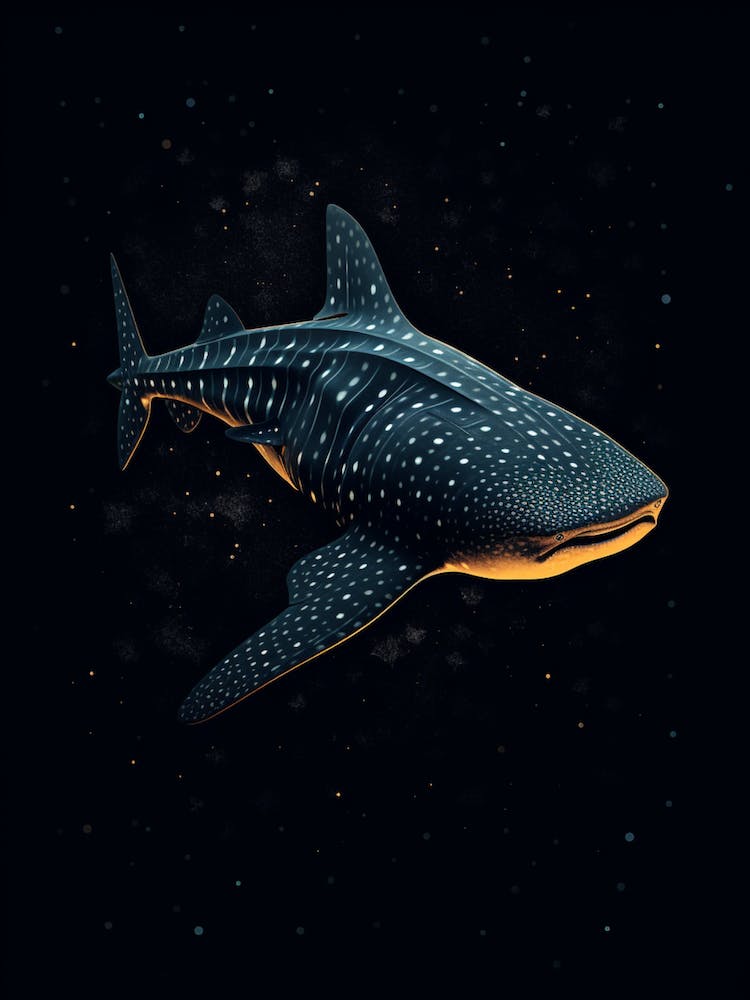 An Illustration Of A Whale Shark On A Black Background 1