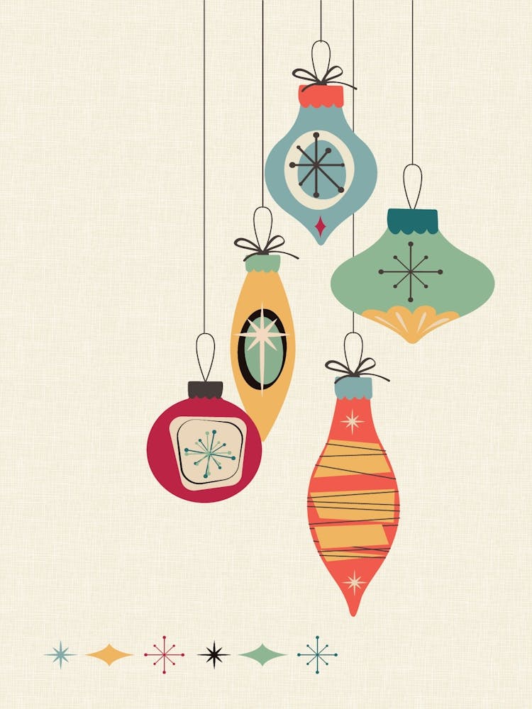Mid Century Modern Christmas Print Baubles
