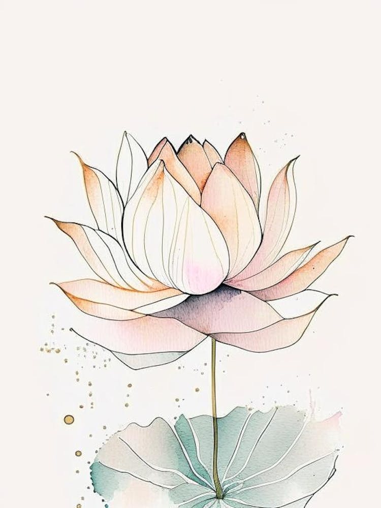 Lotus Flower Pattern Minimal Watercolour 2