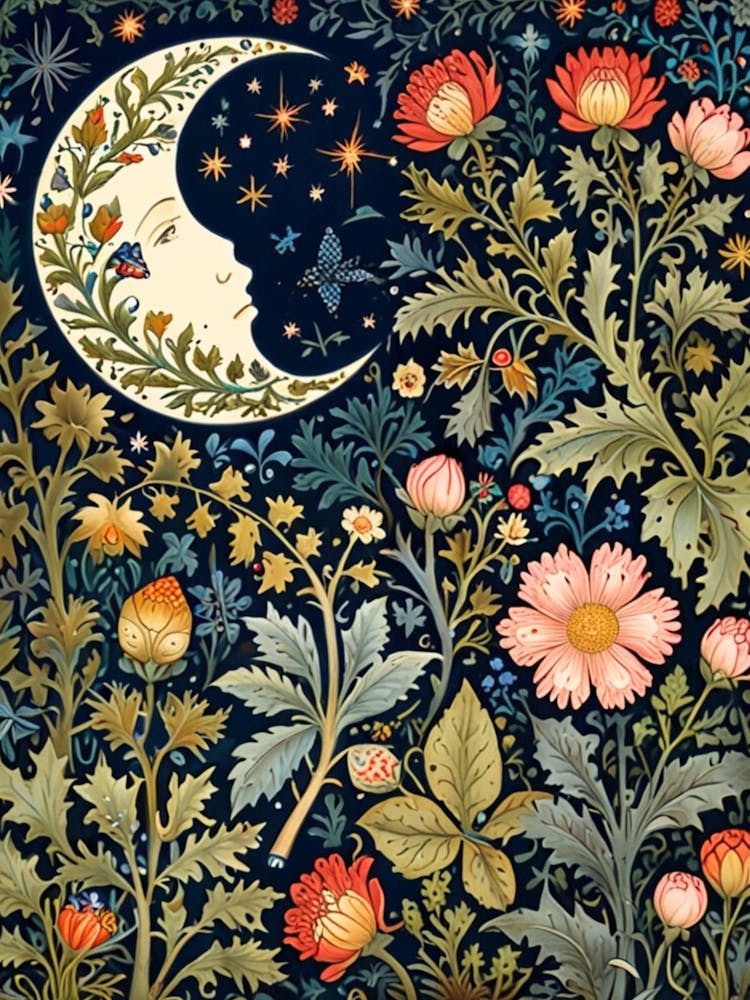 William Morris Moon And Flowers 79