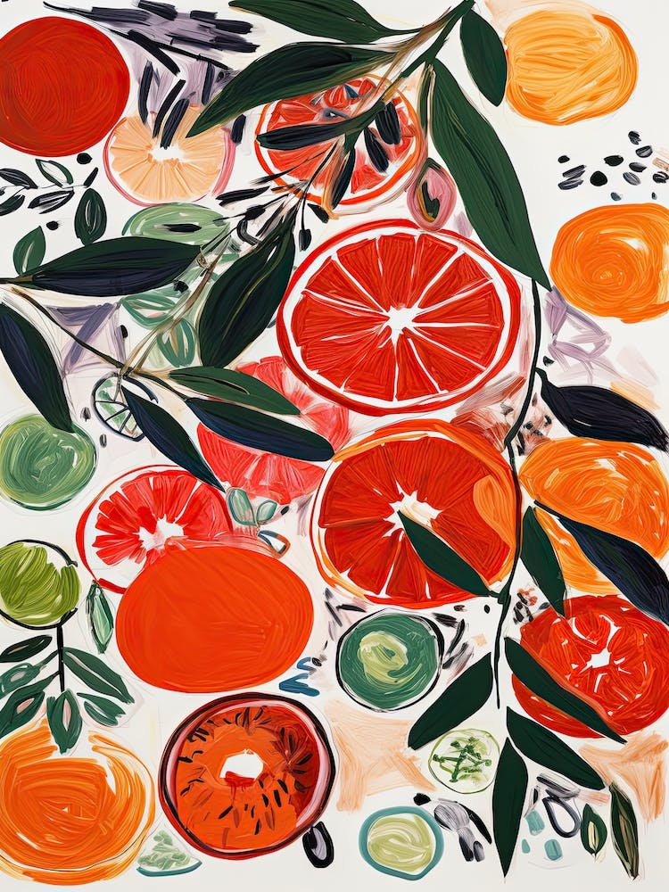 Blood Orange Fruit Drawing 4