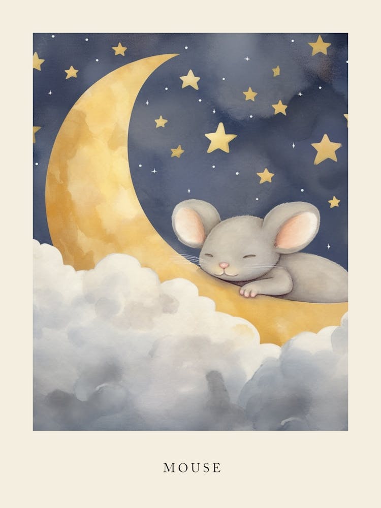 Sleeping Baby Mouse 1 Nursery Poster