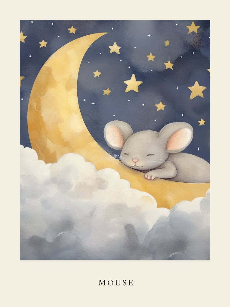 Sleeping Baby Mouse 1 Nursery Poster