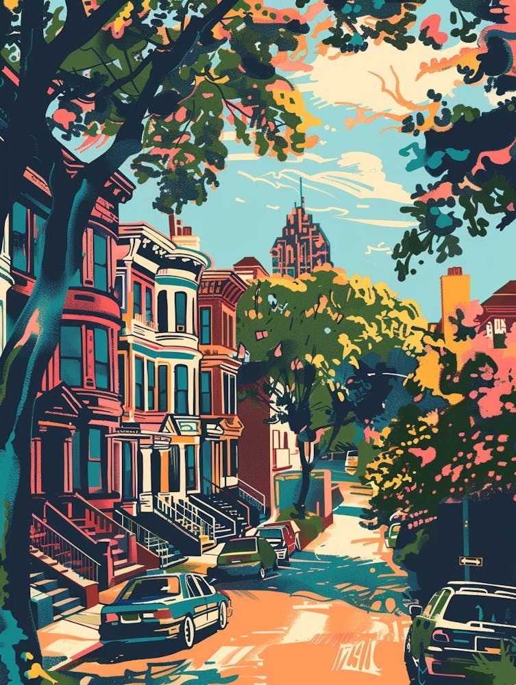 Belmont New York Colourful Silkscreen Illustration 1
