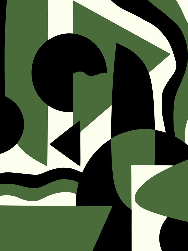 Geometrical Green Abstract Maximalist