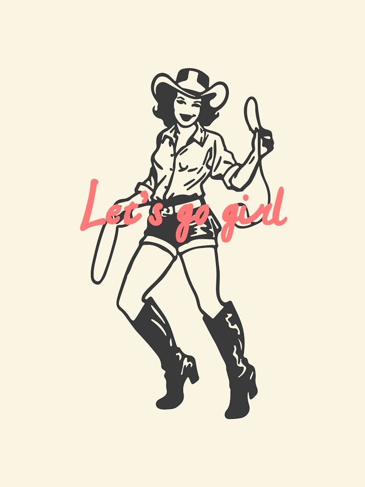 Country Cowgirl Dancing Poster, Horseback Riding Wall Art, Western Rodeo Decor, Line Dancing Print