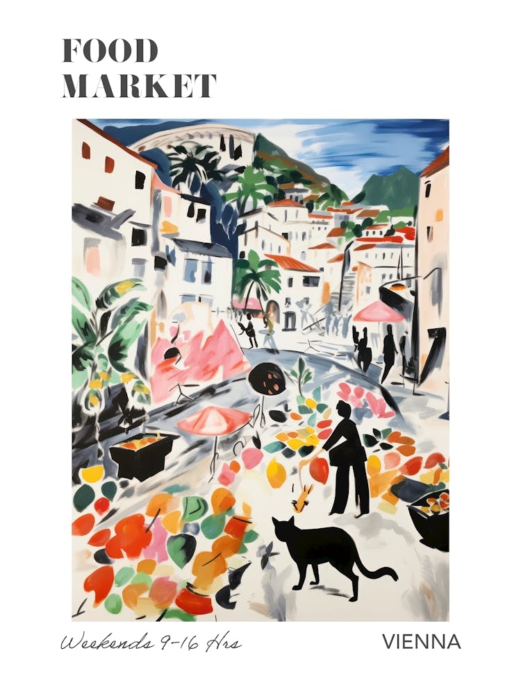 The Food Market In Vienna 2 Illustration Poster