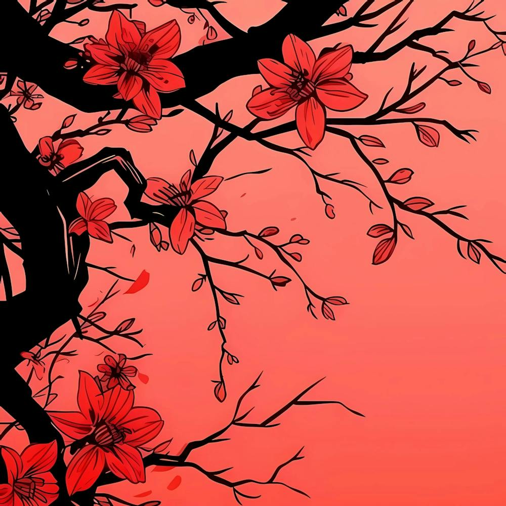 Red Cherry Blossoms