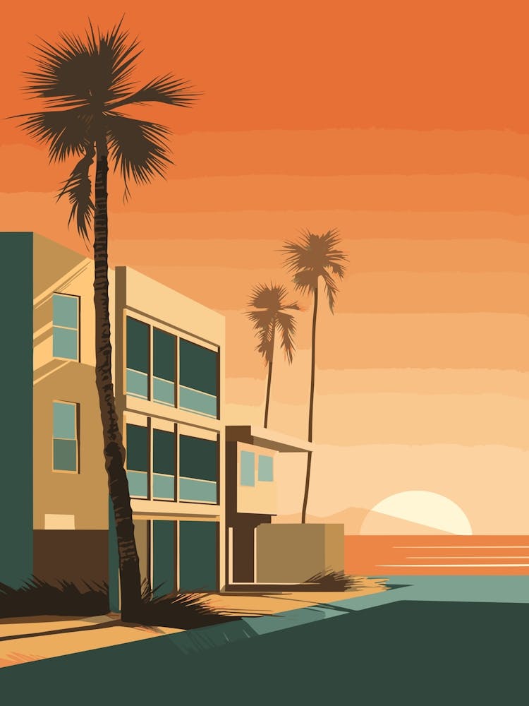 Pismo Beach California Mediterranean Style Illustration 4