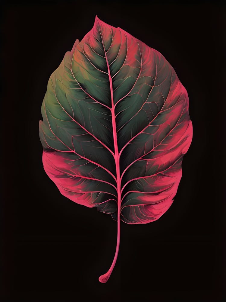 Leaf On A Black Background