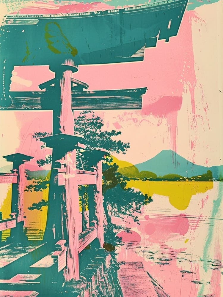 Miyajima Japan Retro Duotone Silkscreen 2