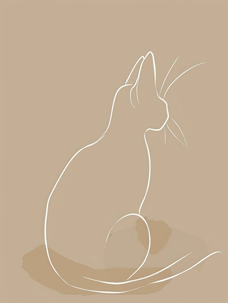 Cat Sitting - Boho, Line Art 4
