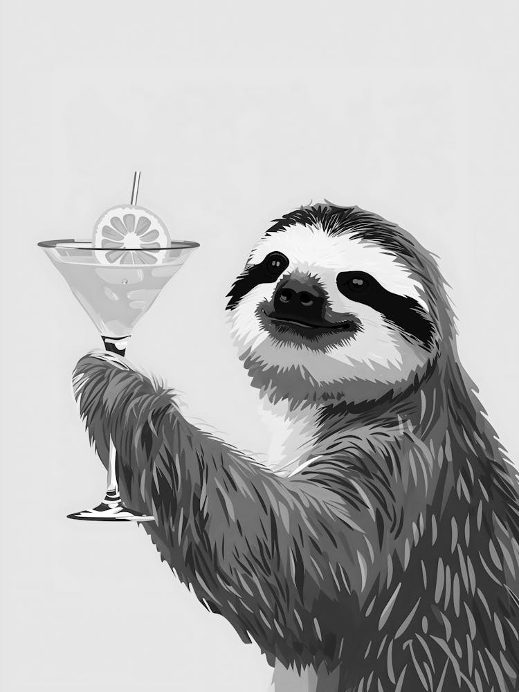 Sloth Drinking A Martini
