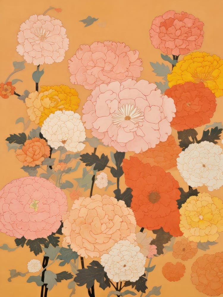Marigolds Flower Big Bold Illustration 1