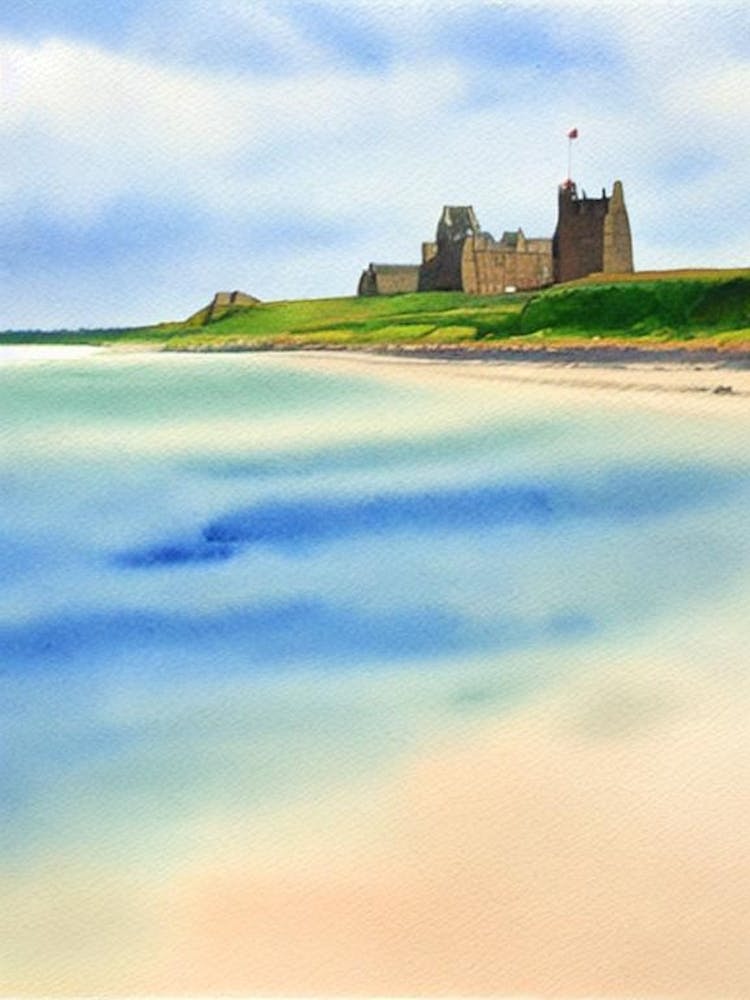 Bamburgh Beach 3, Northumberland Watercolour