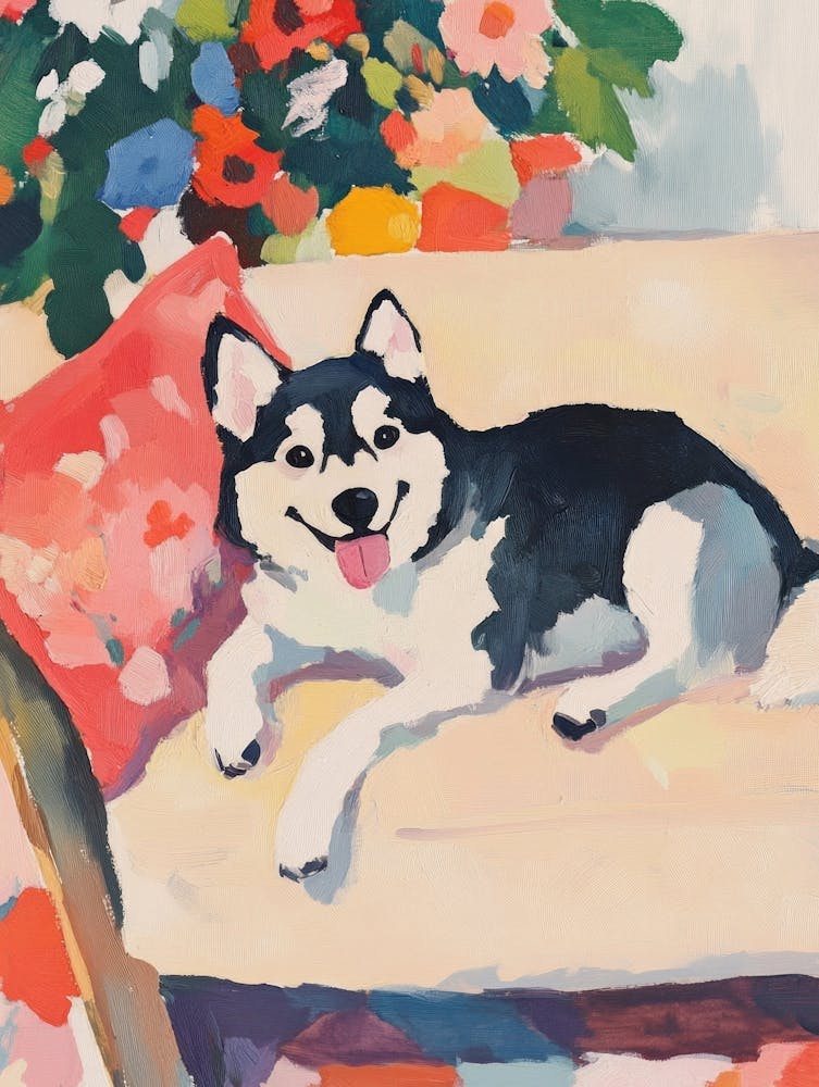 Alaskan Klee Kai Dog Gouache Painting