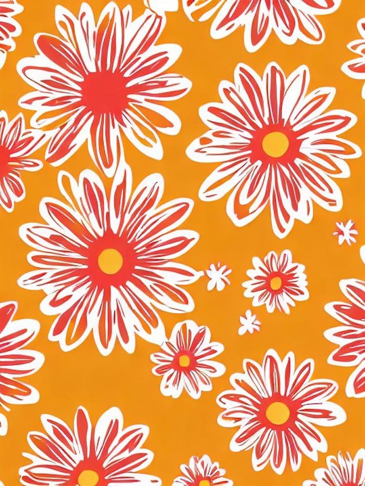 Daisy Floral Print Warm Tones 1 Flower