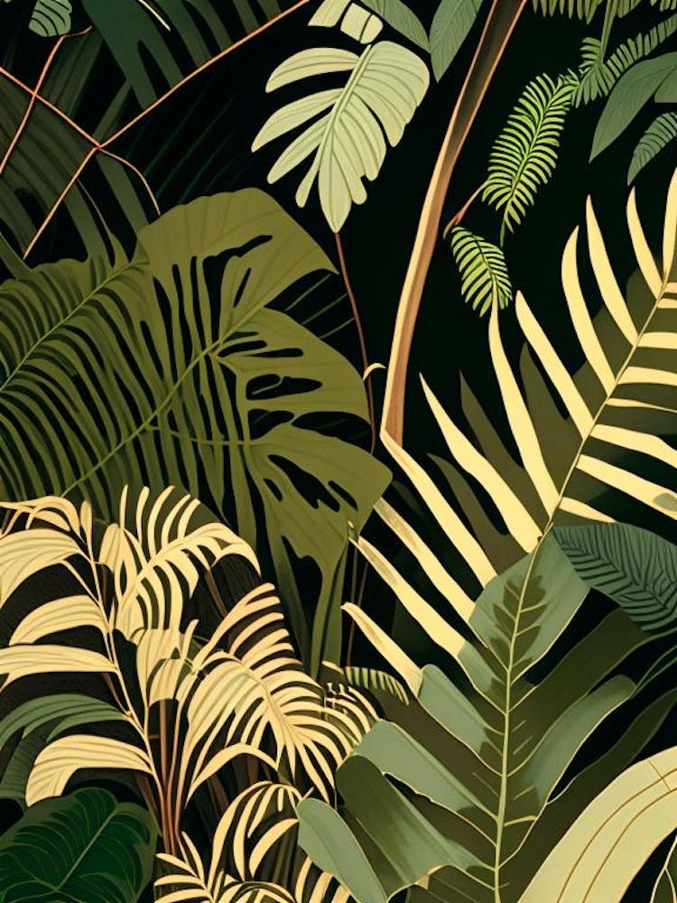 Jungle Foliage 3 Light Rousseau Inspired