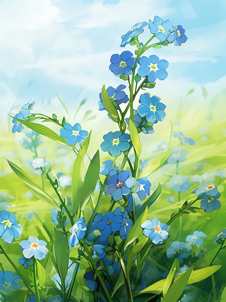 Forget Me Not In Green Field (2)
