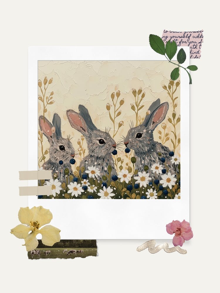 Scrapbook Bunnies Fairycore Painting 1