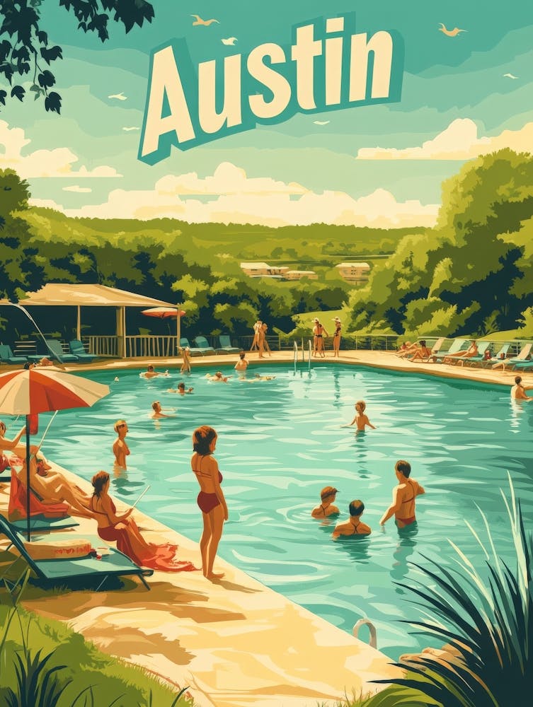 Aihrgdesign A 1970s Inspired Travel Poster For Austin Depicti 66870c1f C274 43e8 Aab7 C1f685724a55 1