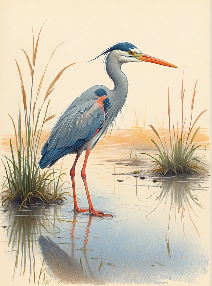 Heron In Water 1
