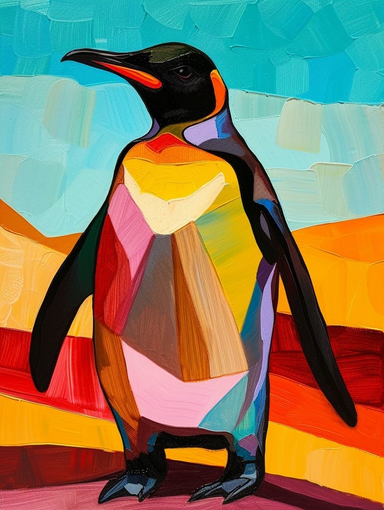 King Penguin Phillip Island The Penguin Parade Colour Block Painting 3