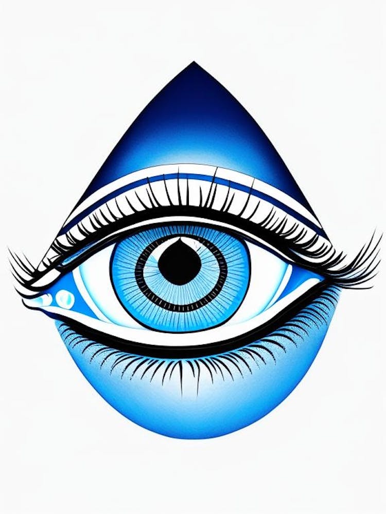 Surreal Eye, Symbol, Third Eye Blue & White 2