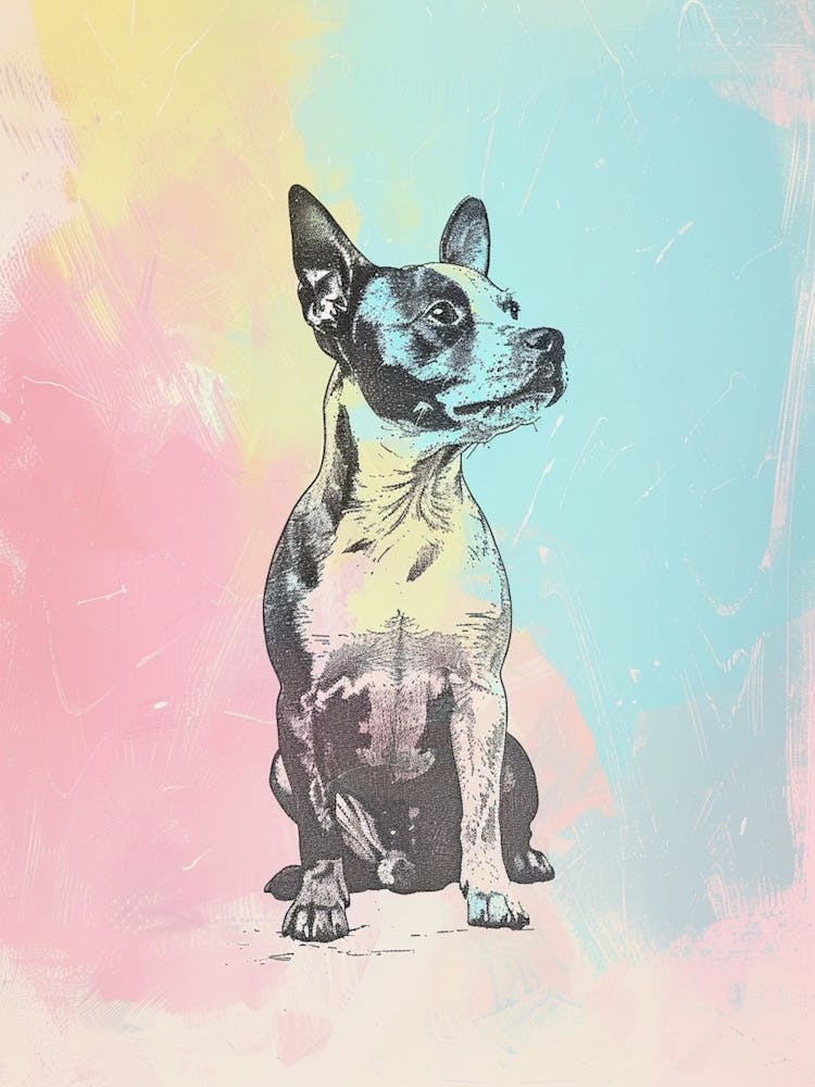 Pastel Basenji Dog Pastel Line Illustration  2