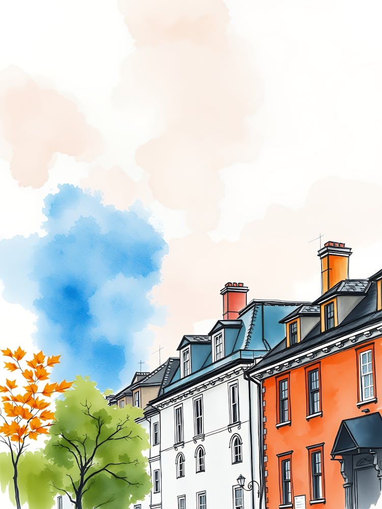 Watercolor Sketch Of A City 1