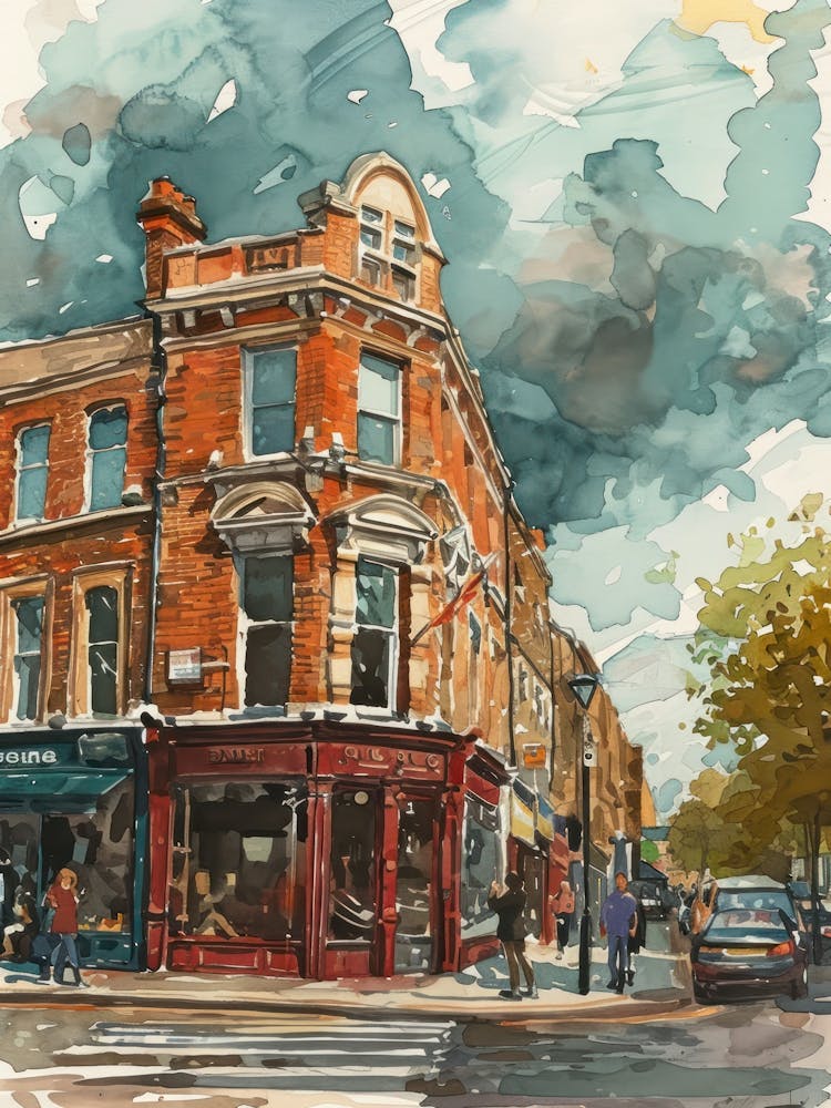 Hackney London Borough   Street Watercolour 5