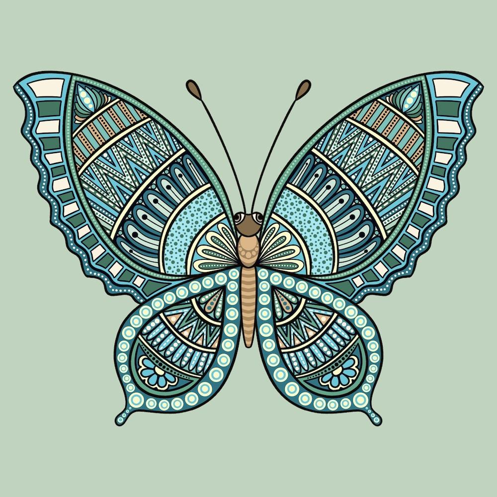 Mandala Papillon - Bleu