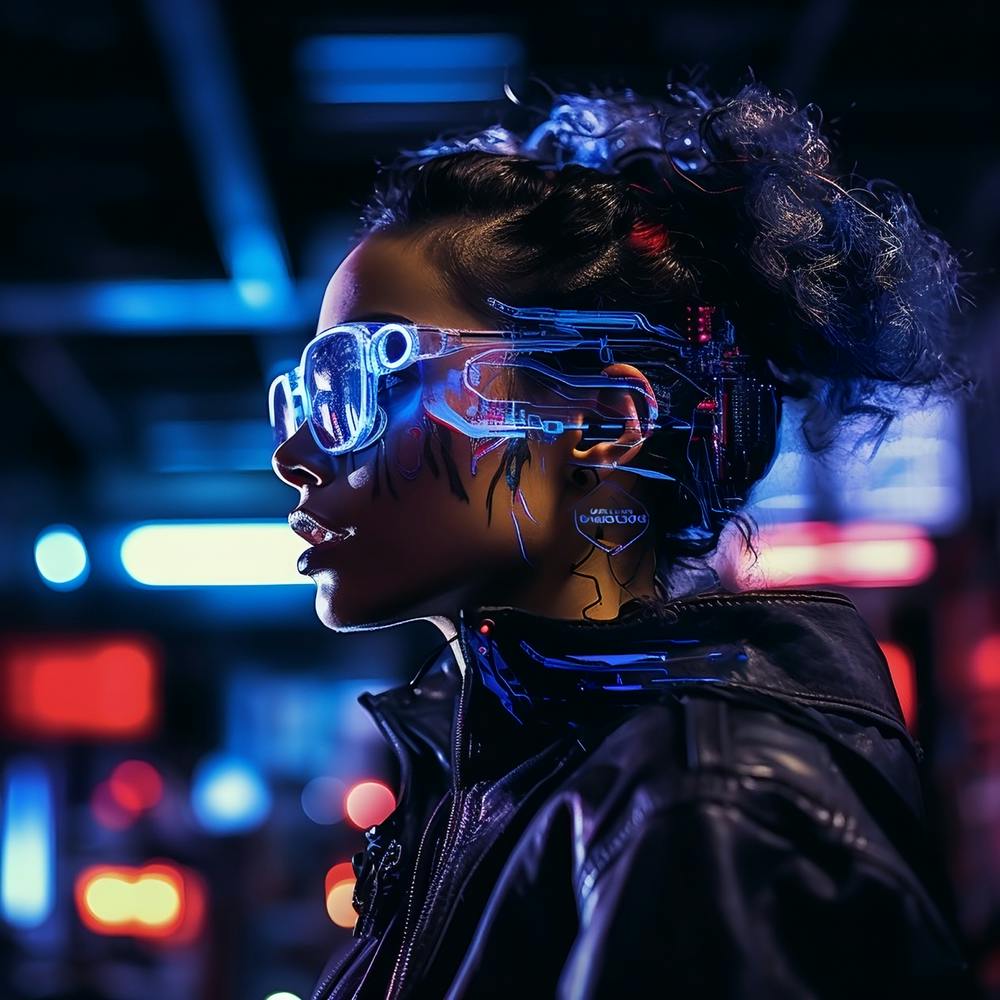 Cyberpunk Neon Futuristic Woman