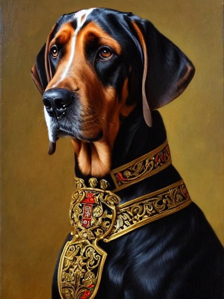 Bloodhound Renaissance Portrait Oil Painting