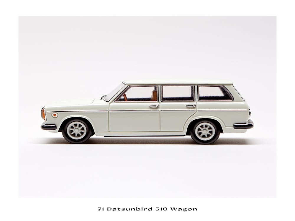 Spielzeugauto 71 Datsun Bluebird 510 Wagon Weißes Poster