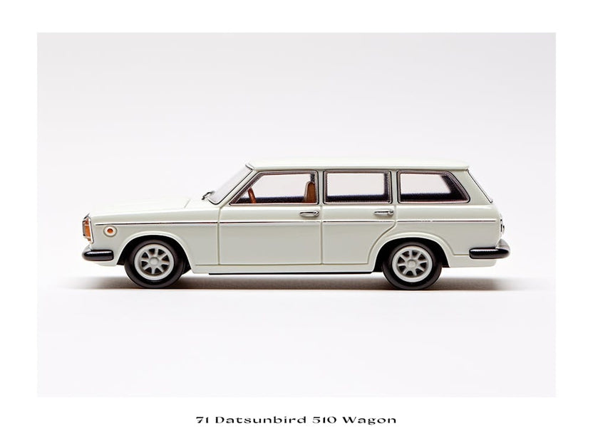 Toy Car 71 Datsun Bluebird 510 Wagon White Poster