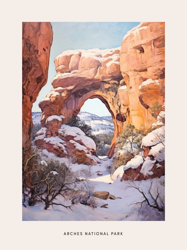 Dreamy Winter National Park Poster  Arches National Park United States 1