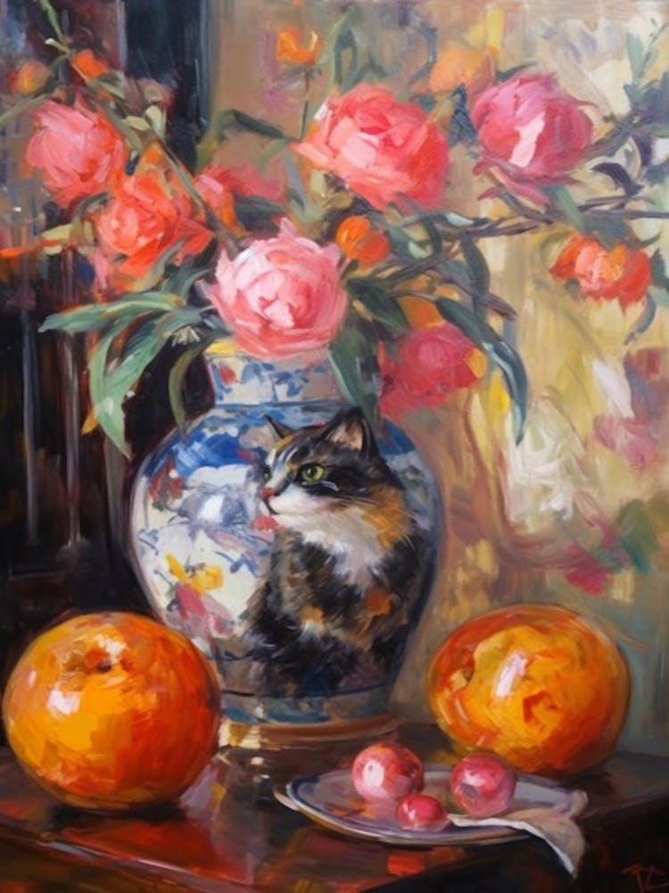Peony With A Cat 3