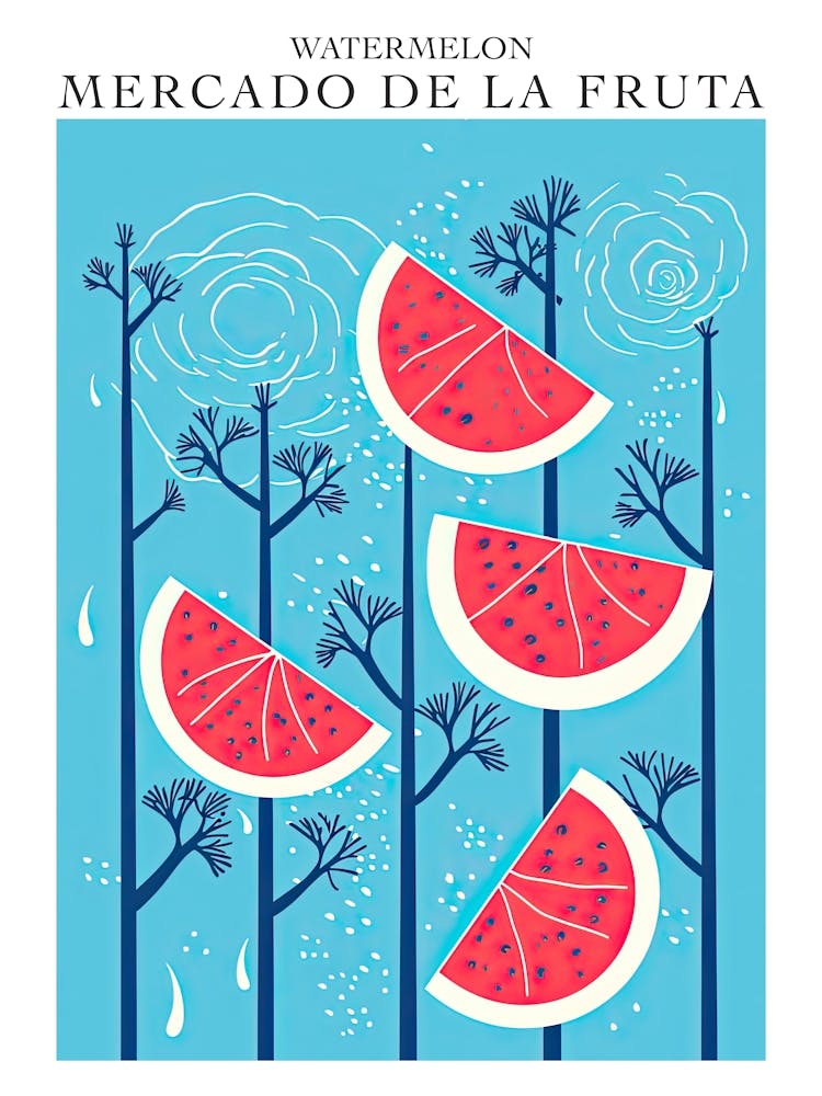 Mercado De La Fruta Wassermelonen Illustration 3 Poster