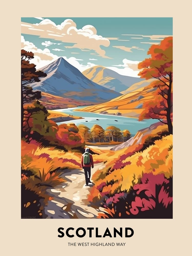 The West Highland Way Scotland 1 Affiche de voyage de randonnée vintage