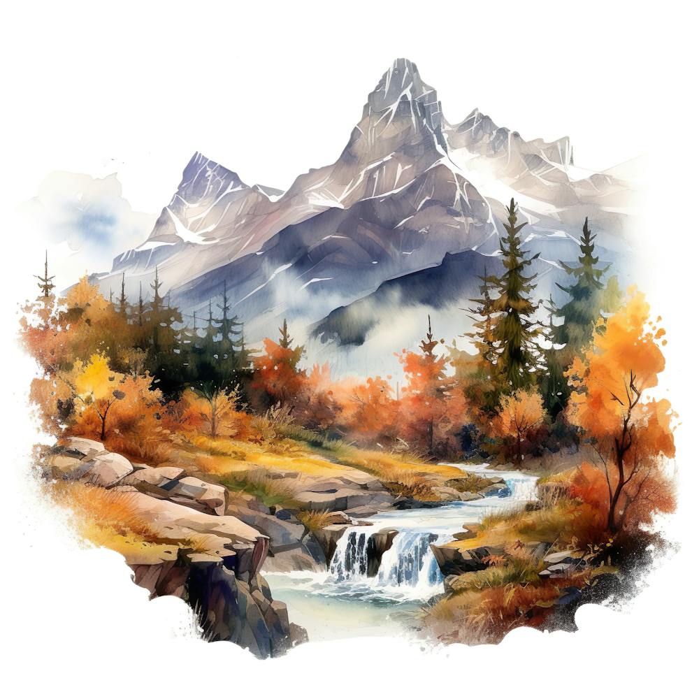 Watercolor Of Mountains