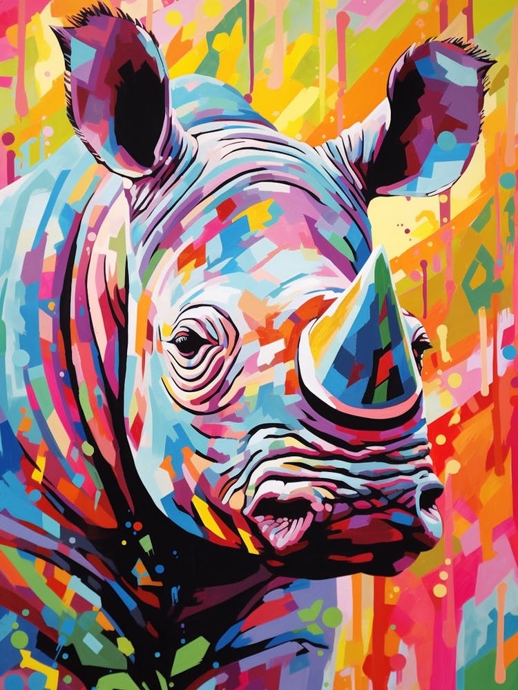 Rhino In The Wild Pop Art Retro 1