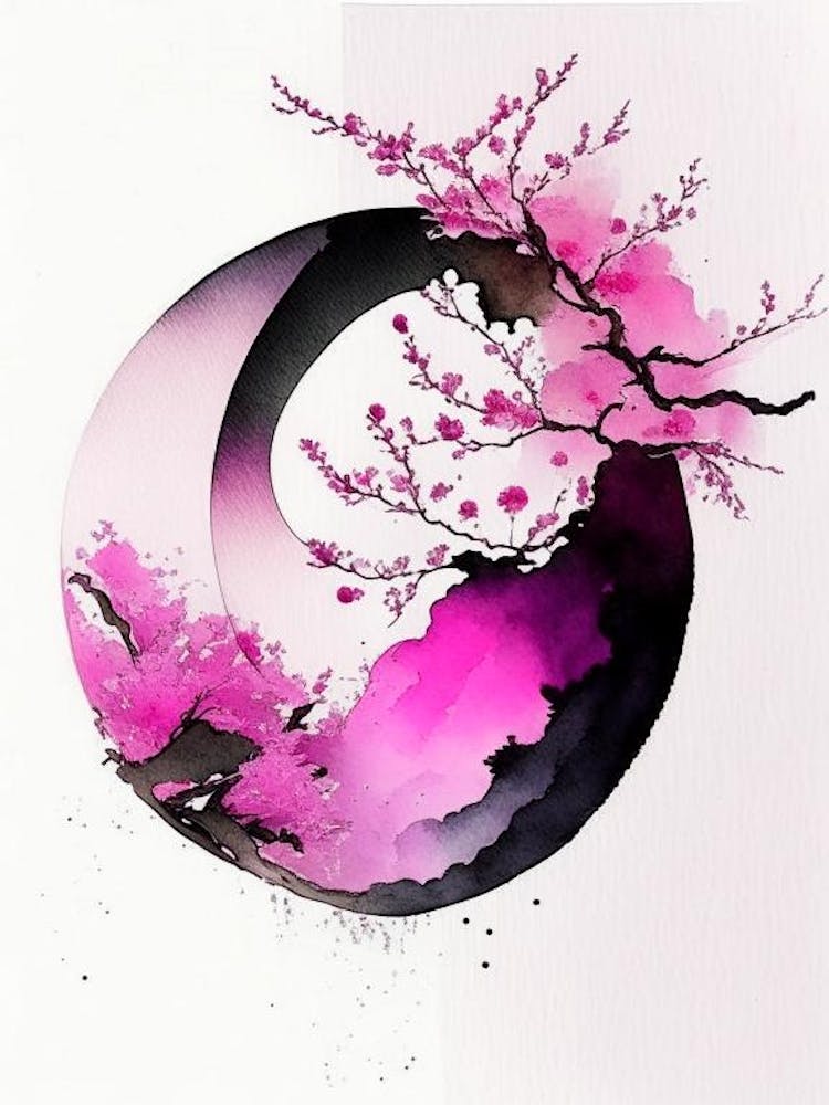 Pink 3 Yin and Yang Japanese Ink