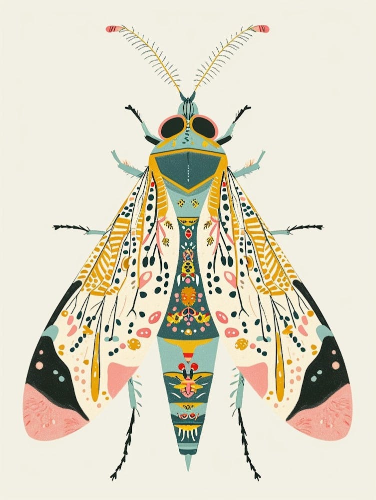 Colourful Insect Illustration Whitefly 14