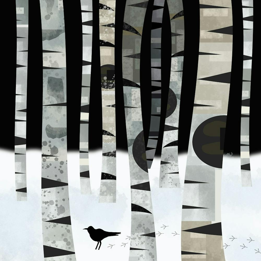 Bird in Snowy Forest