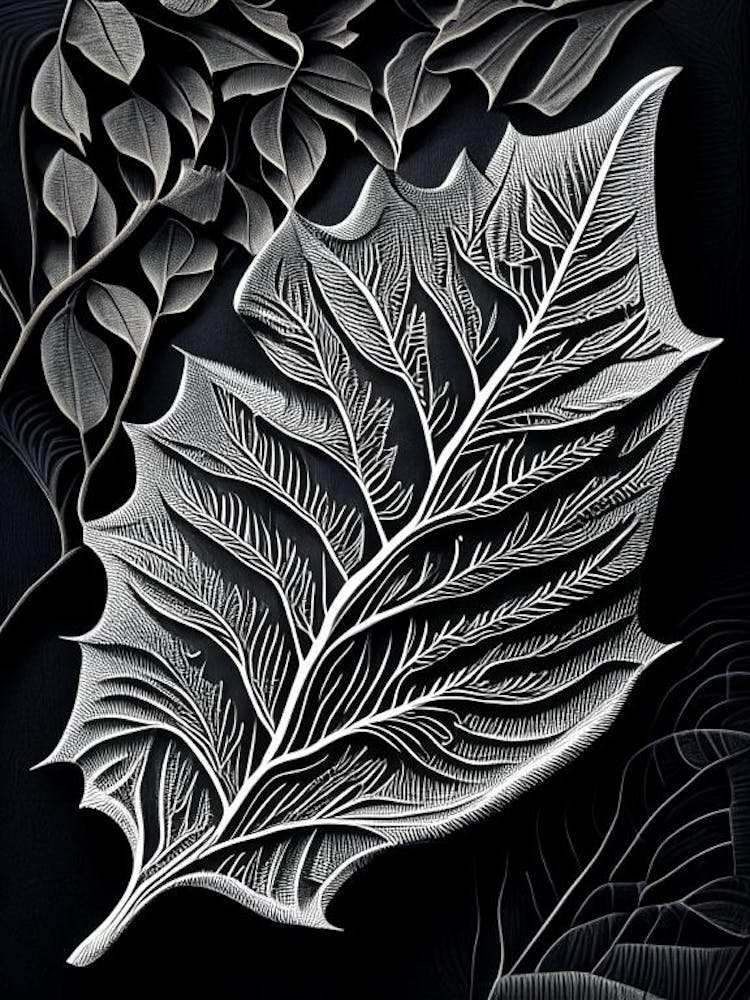 Ash Leaf Linocut 2