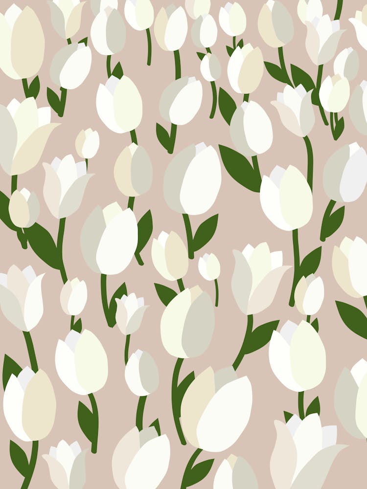 Tulip Field | 02 - Beige And White
