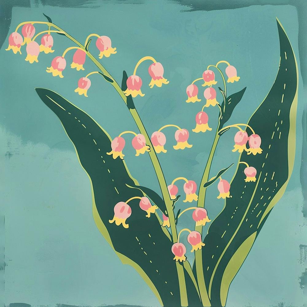 Lily Of The Valley 2 Square Flower Illustration